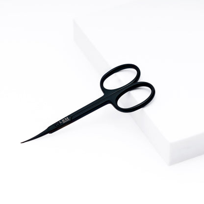 Black scissors on a white background