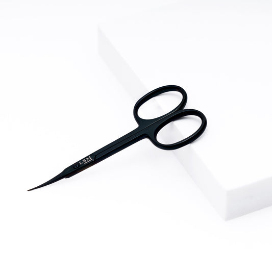 Black scissors on a white background