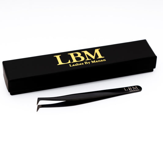 Eyelash extension tool with 'LBM' branding on a white background